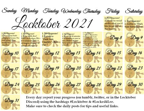 Locktober Calendar
